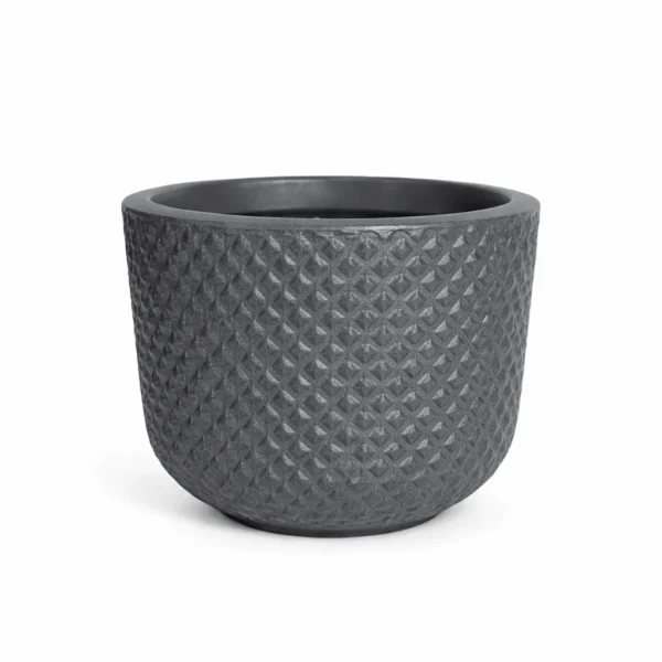 Vaso Decorativo Beta Mini Cinza Chumbo 18,5cm Polietileno Premium