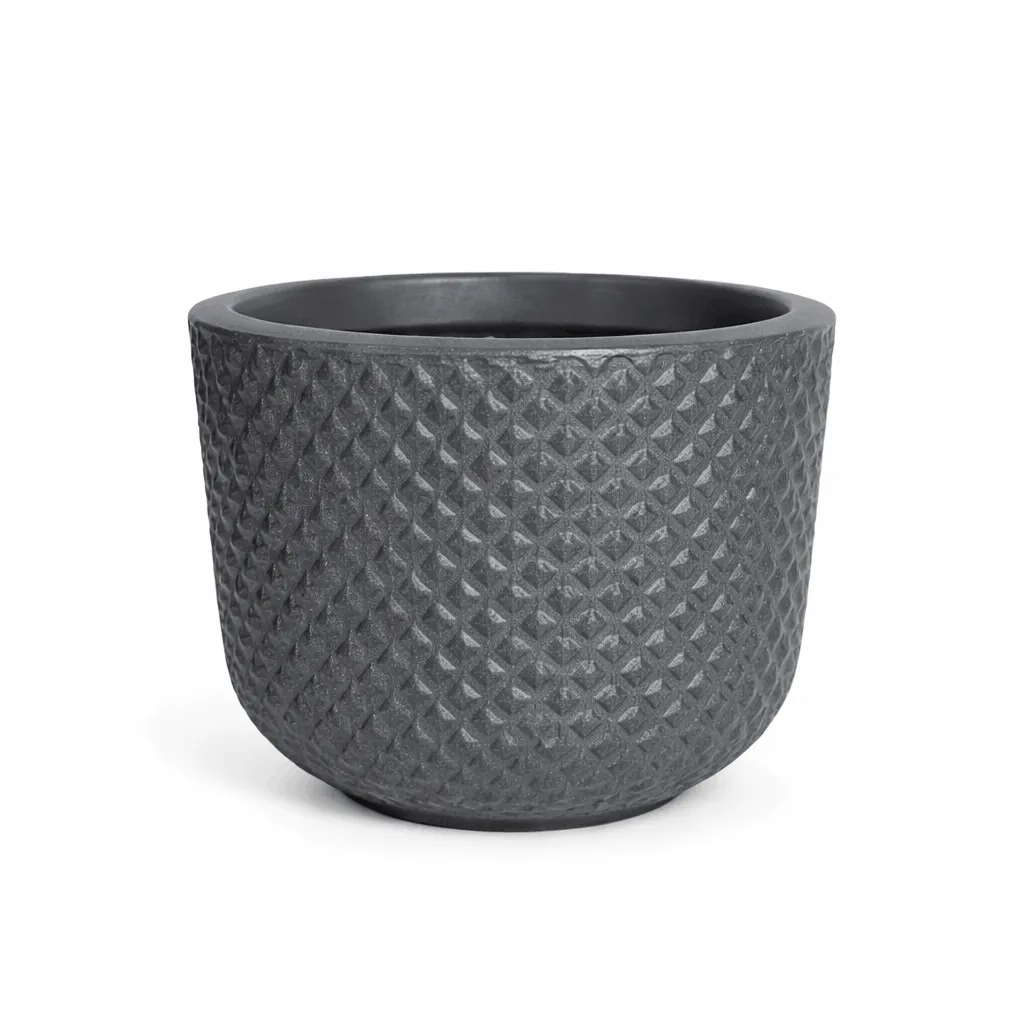 Vaso Decorativo Beta Mini Cinza Chumbo 18,5cm Polietileno Premium